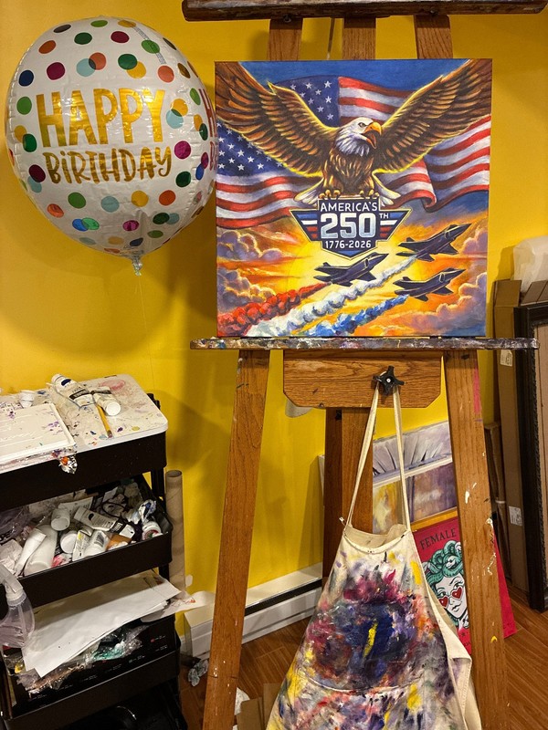 "American Spirit" America's 250th Birthday Original Acrylic Painting 20" x 20" gallery