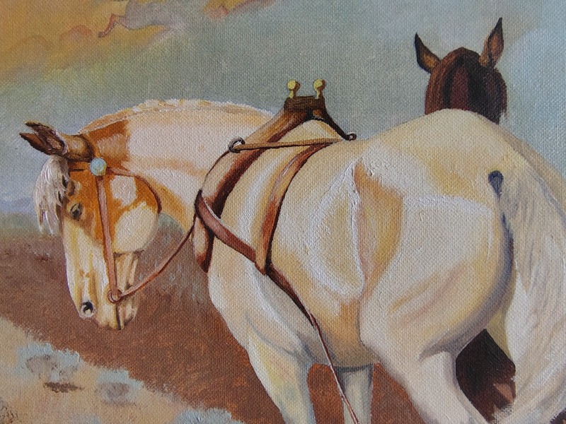 VISIONS OF YESTERDAY 🩵🧡 Oil Painting Native American Indian Signed ART Framed gallery