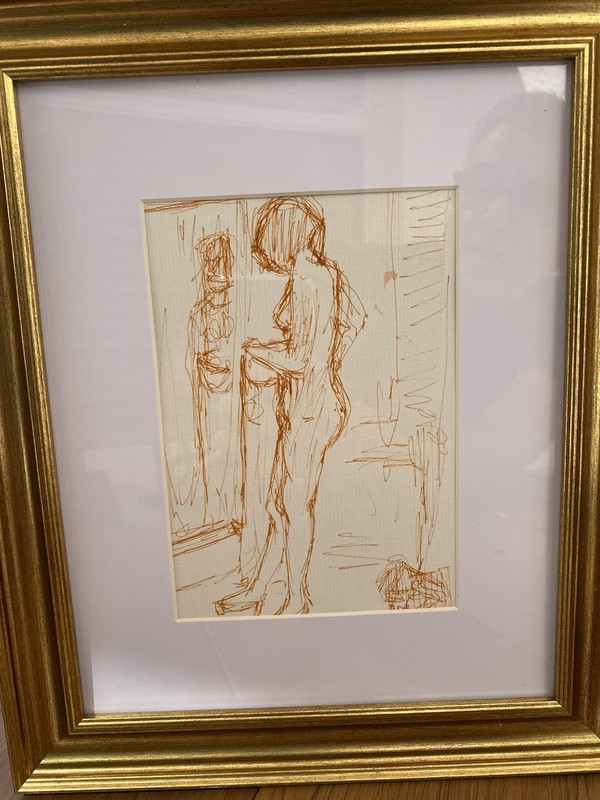 Nude Study In Drawing By DC Artist Ron Demetro UNFRAMED 6x9 In gallery