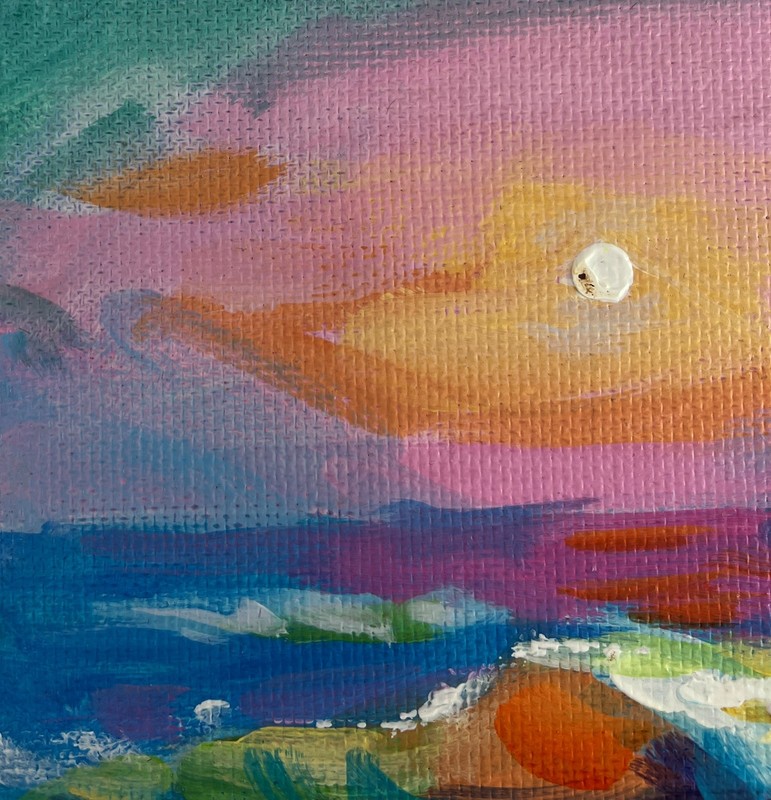 Acrylic Painting Tenderness Of Pink Sunset M. Patskan Unframed Original nAAA4838 gallery