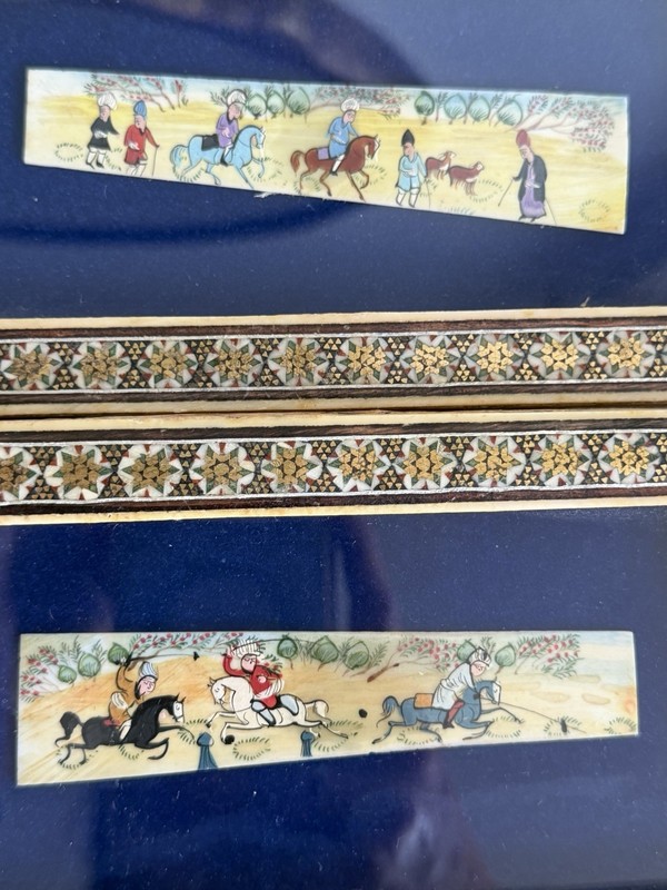 Small Vintage Persian Middle Eastern painting Art Of Polo, Horses, The City 2 gallery
