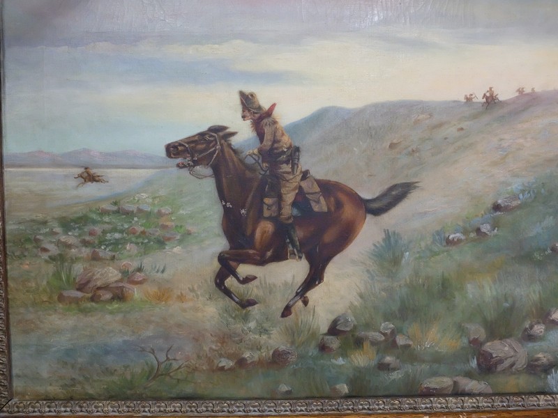 Vintage PONY EXPRESS RIDER oil painting after Henry H. Cross Western Horse