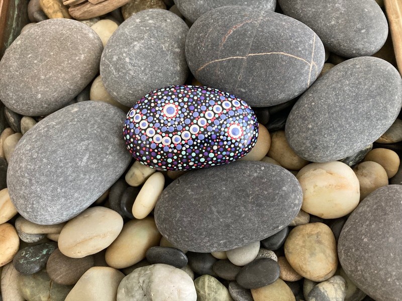 Mandala dot painted rock