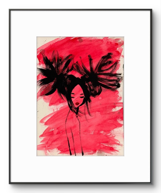 R Stevens Original Vivid 11×14 Expressionist Portrait Signed Acrylic Paper