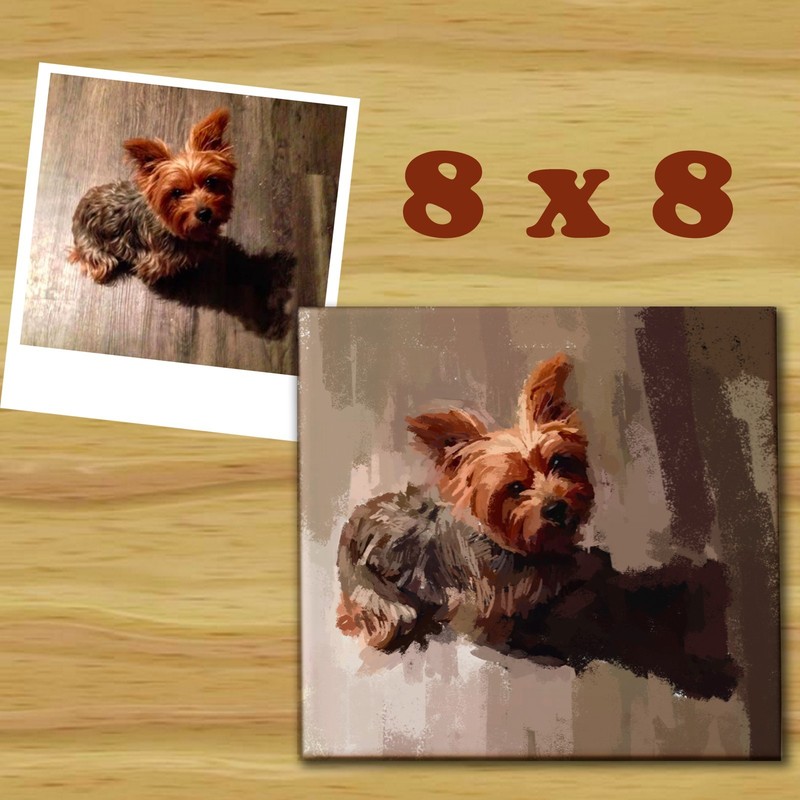 Custom Pet Portraits 8×8 by AdrianaRabyArt Puppies, Dogs, Cat, Friends & Family