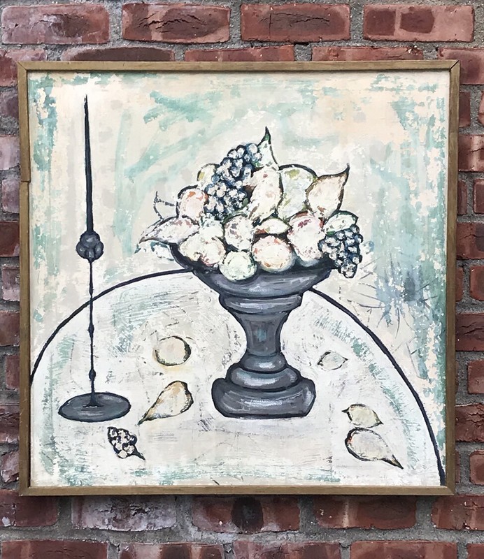 Illegibly Signed New York Modernist Still Life Painting. Circa 1960 1970’s.