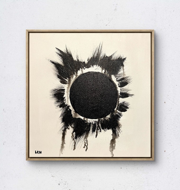 Laeknapes Abstract Art 12X12 Canvas Museum Expressionist Monochromatic Eclipse