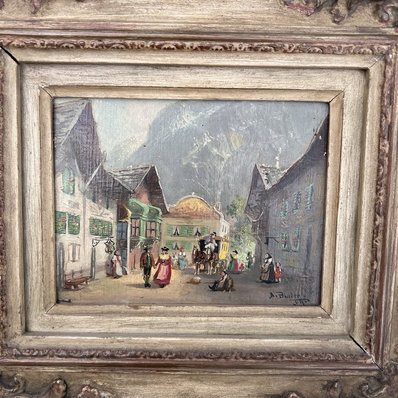 Alfred Binder * 1895 oil wood painting Alps mountain landscape costume Berchtesgaden gallery