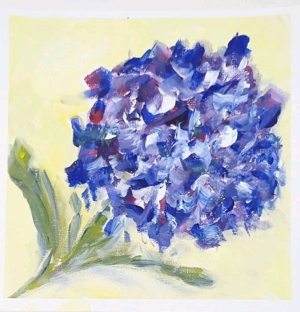Floral Hydrangea Acrylic Painting Original Abstract Impressionism 6×6 On Paper