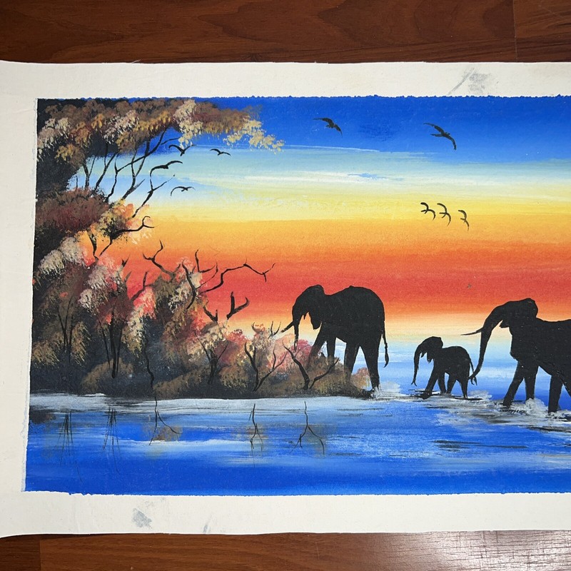 AUTHENTIC African Elephant Painting (NOT a Print) Original African Art UNFRAMED gallery