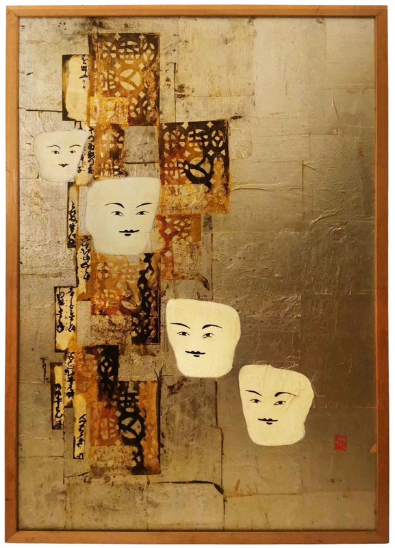 TRISH DELVES (AUSTRALIA 20TH C) VINT SGND DATED 1999 FGRTV O/B W/GOLD LEAF, FRMD gallery