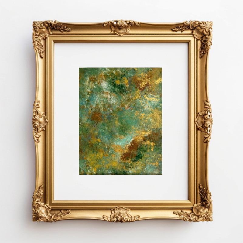 Painting Abstract Art 11 x 14 Original Acrylic Green Gold Jimarieart gallery