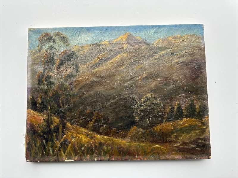 ANTIQUE EARLY CALIFORNIA PAINTING PASADENA HILLS 1907 RESTORATION PROJECT AS IS