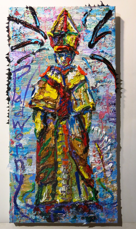 ORIGINAL OIL PAINTING█REALISM POP█ART SIGNED MALE PORTRAIT man deco guy 24″ TALL