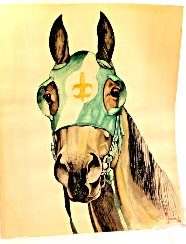 Arlene Alexander Lawrence Original Watercolor of a Champion 1973 unframed 16×20