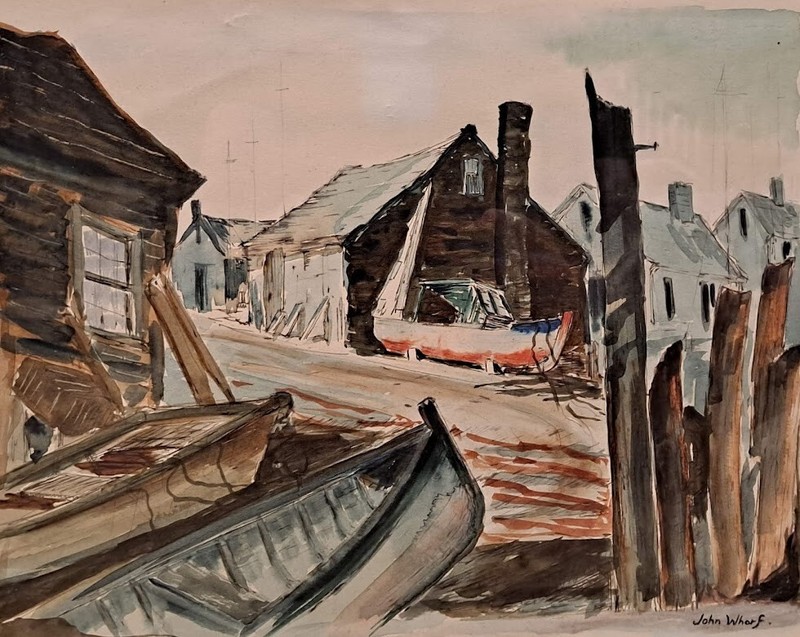 John Whorf (1903–1959) - Signed Original Watercolor Painting - Harbor Shore gallery