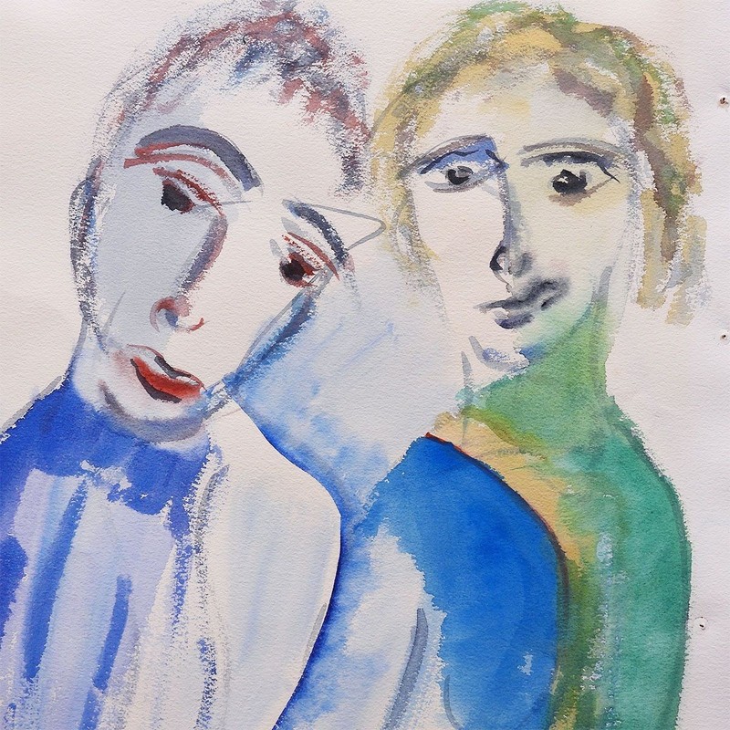 Henry Miller Man and Woman 1967 Signed Original Watercolor Two Figures Framed gallery