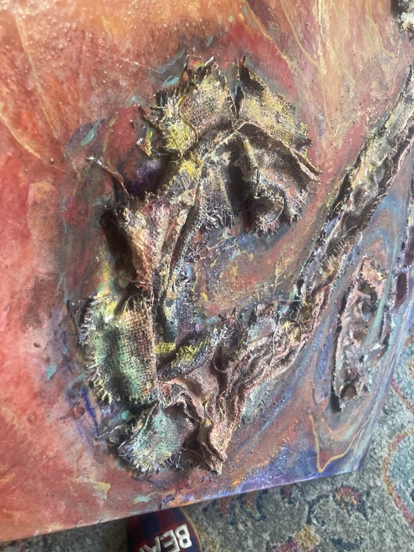 Vintage 1994 Artist Lee Starkey Signed Textured 3D Abstract Art Oil On Canvas gallery