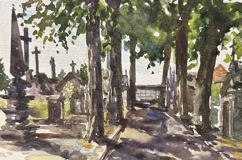 Cemetery In Porto, Portugal – Original Watercolor Painting