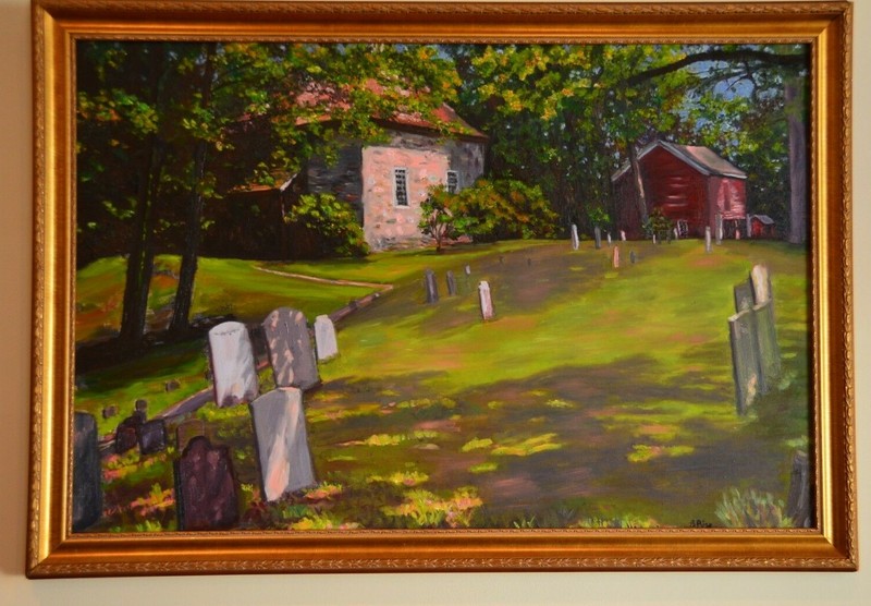 Beth Riso Original Fine Art Oil Painting – Huguenot St Graveyard – New Paltz NY