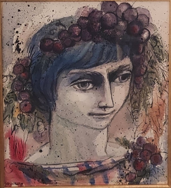Illustrator Artist Hope Dunlap Watercolor Painting Depicting Bacchus