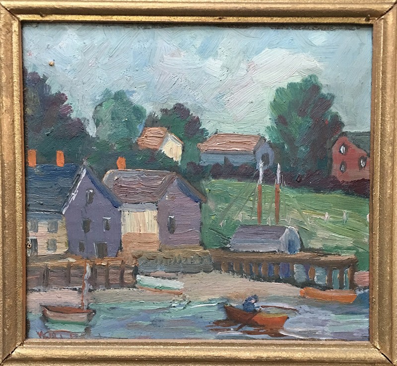 East Coast Fishing Village – Waldo Pert Oil on board, – 1933
