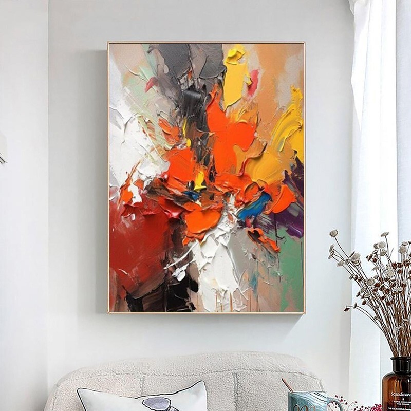 Abstract Painting For Home Decor Handmade Beige Blue Color Oil Canvas Painting gallery