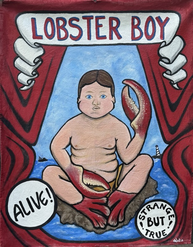 Lobster Boy Sideshow Freakshow Carnival Banner Signed By Artist 55”x44”