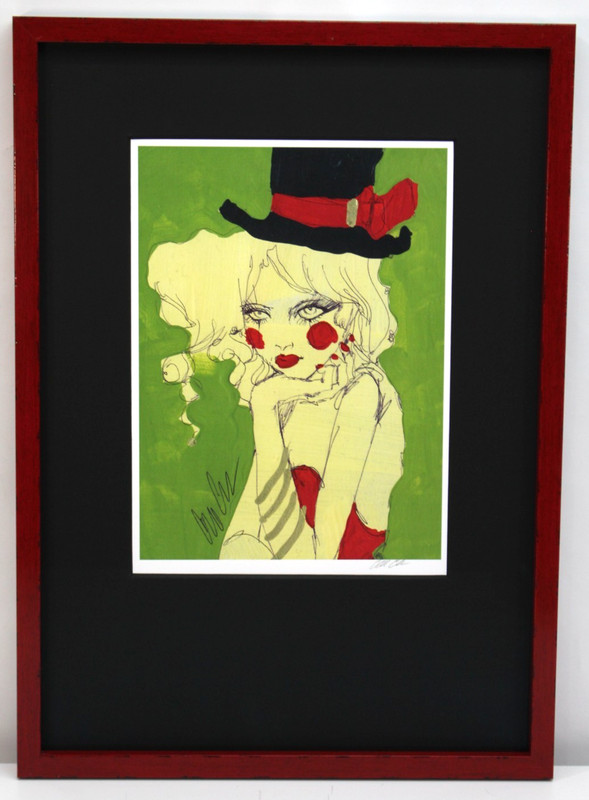 Eve Cordell Cordaro Signed Lithograph Art Framed Matted Print Auto 10″x13″ Women