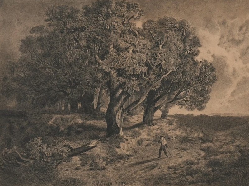 Charcoal Drawing Wanderer, 1875 | Painting by Ernst Immanuel Müller