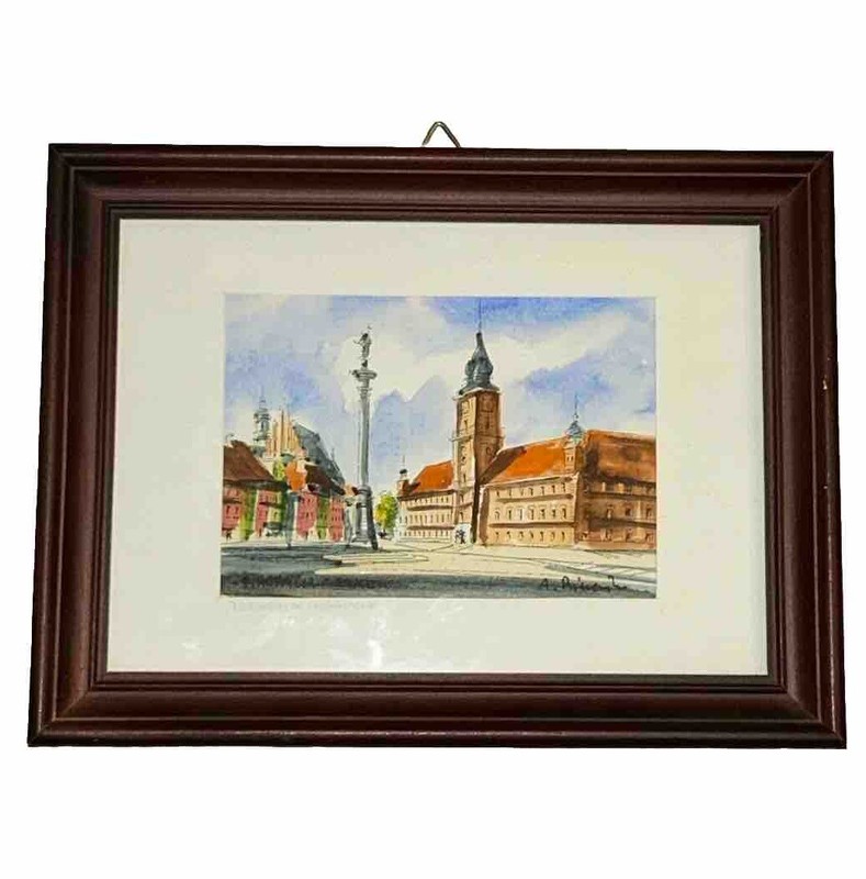 VTG A. Biczewski Architecture Sigismund Column Warsaw W/C 6”T 8”W Framed Matted