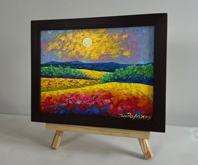 Oil Painting Evening Sun Over The Fields V. Zadorozhnya Original nAAA4644 gallery