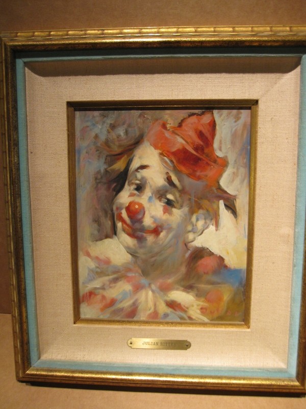 Magnificent Signed Julian Ritter Original Clown Oil Painting