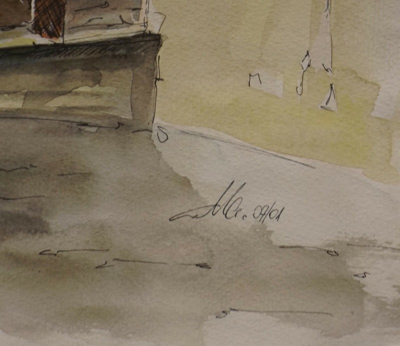 " Mediterranean Gebäudeansicht Piazza Giacomo " Aqua. Monogr.sign DAT.M 07/1 gallery