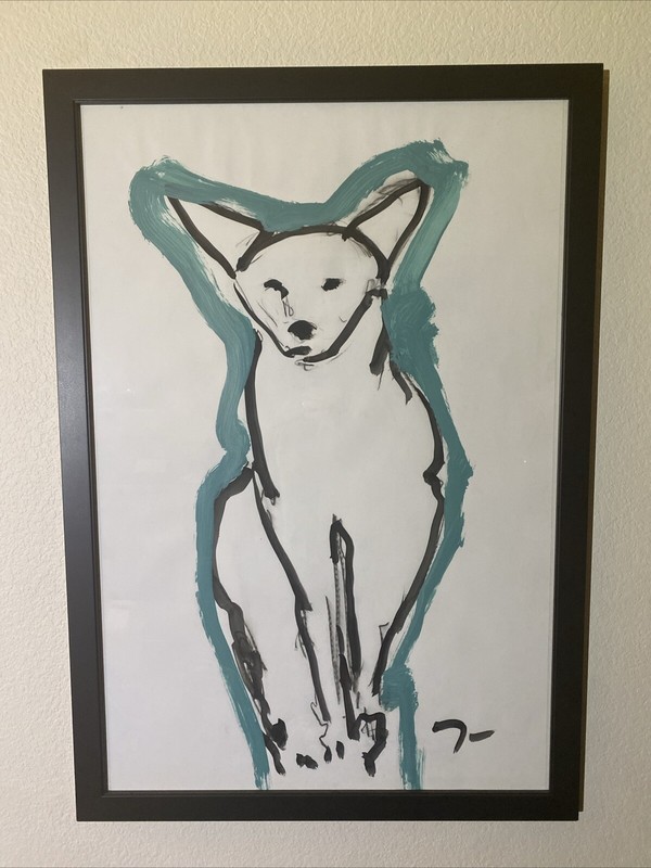 BLUE FOX by Jose Trujillo signed ORIGINAL, 30” x 43” Framed