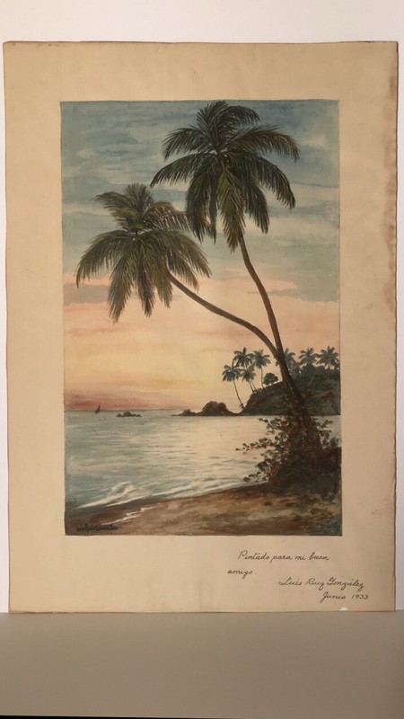 Mexican coastal Scene – similar style to Highwayman – Luis Ruiz Gonzalez (1933)