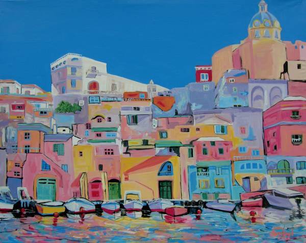 PROCIDA ITALY Original Fine Art PAINTING DAN BYL Modern Contemporary Huge 4x5ft