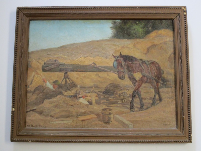 MAX STAHLSCHMIDT ANTIQUE 19TH 20TH CENTURY ARTIST PAINTING CONSTRUCTION HORSE