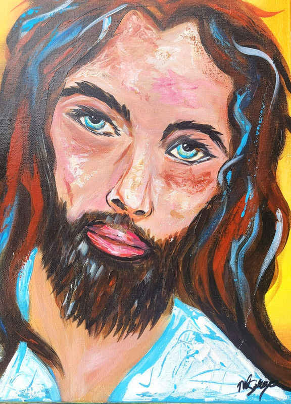Contemporary Jesus Portrait 12×16 Original Christian Wall Art