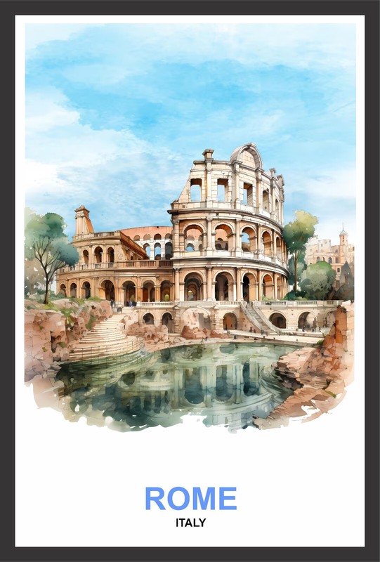 Rome Italy Travel Poster or Gallery Canvas Wrap Wall Art Home gallery
