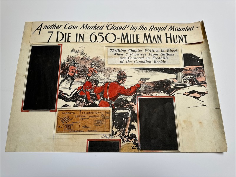 ANTIQUE PAINTING ILLUSTRATION JOSEPH L KRAEMER LISTED FAMOUS CANADIAN MAN HUNT