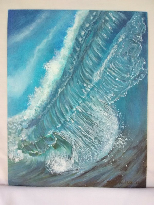 Original Acrylic Painting Rolling Wave Seascape 11x14 Canvas Art Beach Decor gallery