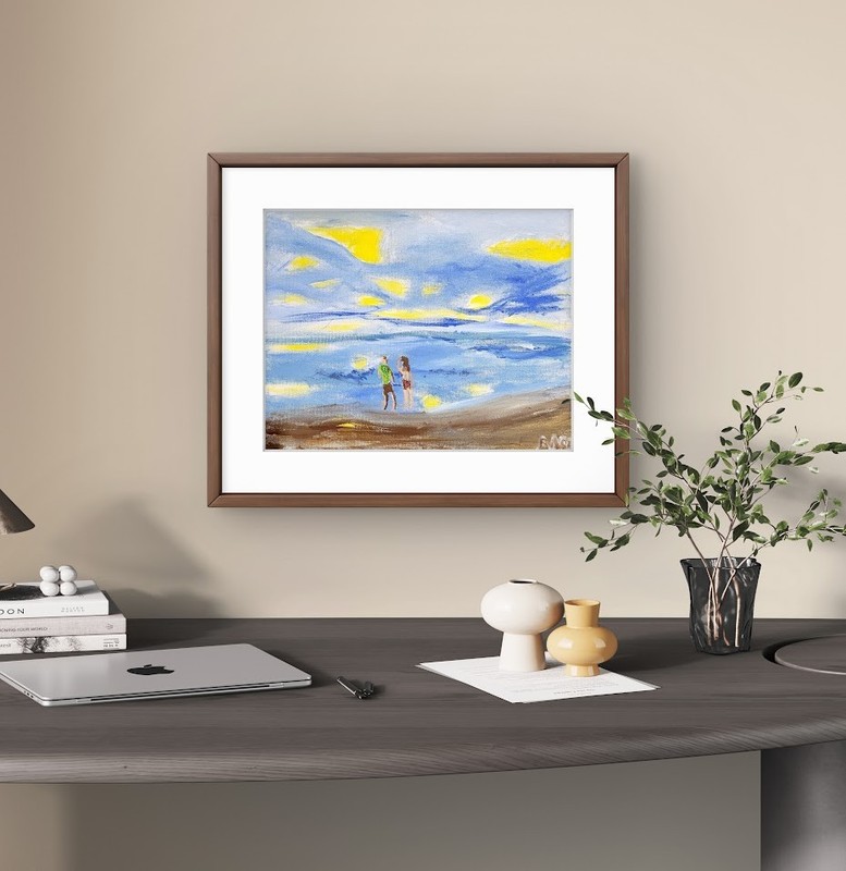Walk On The Beach Abstract Expressionist Original Painting Canvas 11x14 gallery