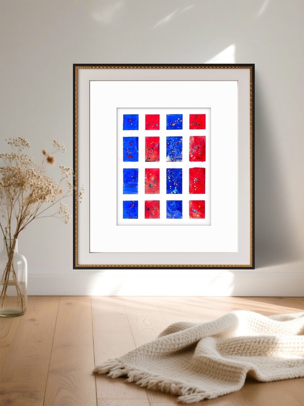 Red White And Blue Original Expressionism Watercolor Abstract 11x14 On Paper gallery