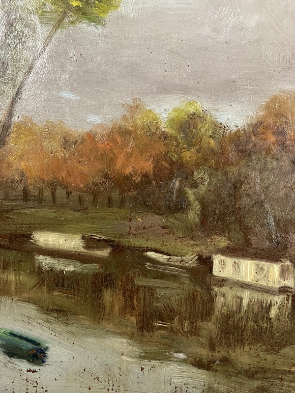 Impressionist River Landscape French School Monogrammed HD 64 X 79 CM Paris gallery