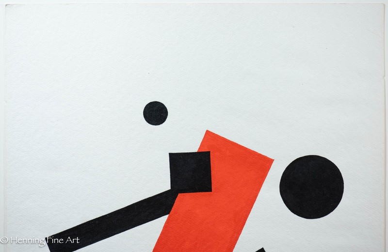 Stunning Vintage Abstract Painting Red Black after Kazimir Malevich El Lissitzky gallery