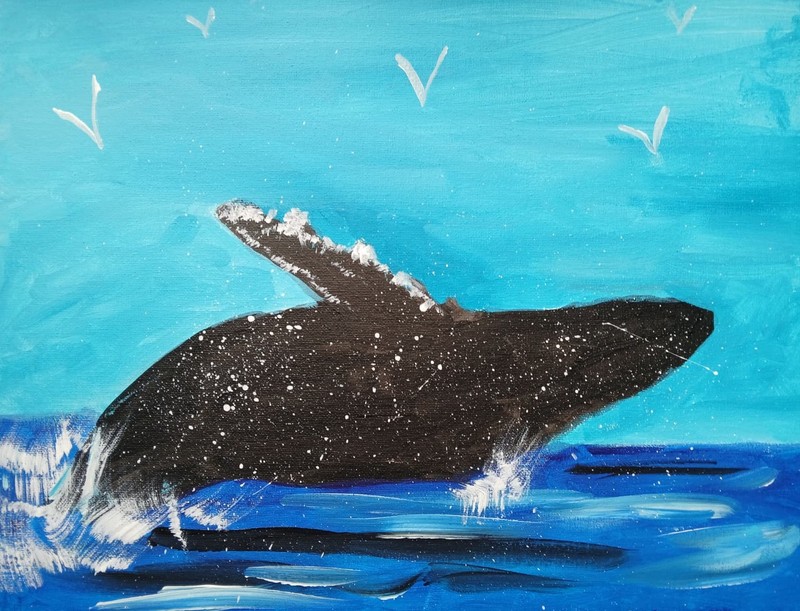 Expressionism/Abstract 12×16 Breached Whale Signed Colorful Street Art Painting