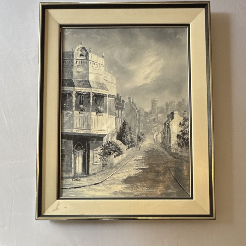 H. Korzeri Signed Original Framed Oil Painting Cityscape Architecture Realism