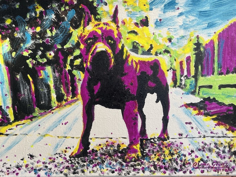 Pit Bull Painting Hand Painted Original Art