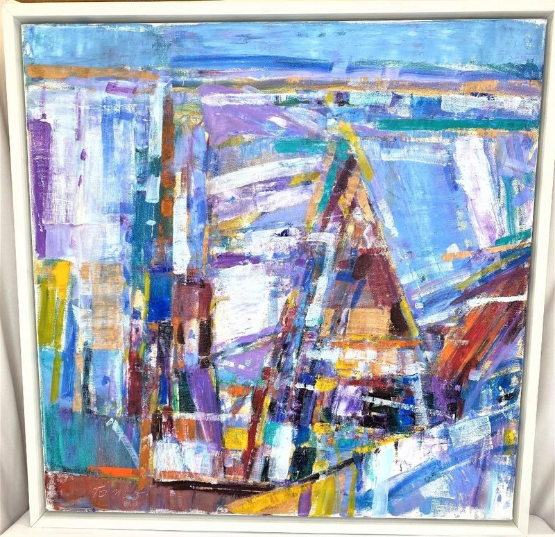 New York School Abstract #7 Expressionism Oil on Canvas Signed TOMCO 20″ x 20″